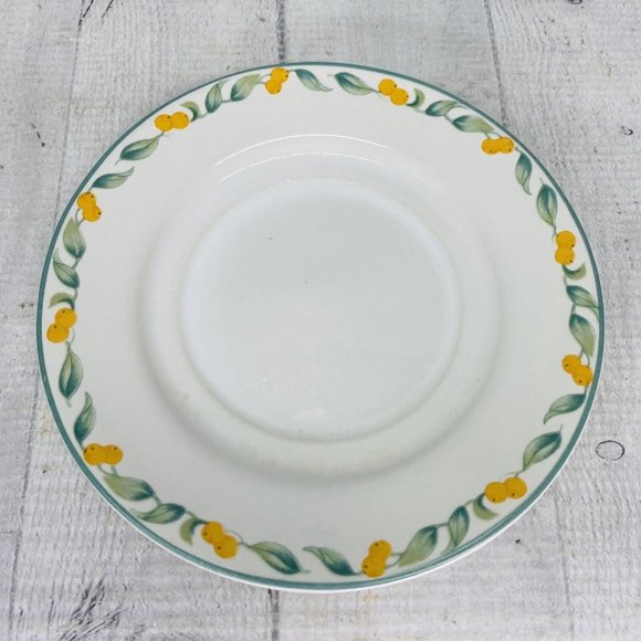 Julie Pople Avon COUNTRY FRUIT COLLECTION Porcelain Lemon Rim Saucers Set of 4 - Picture 2 of 16